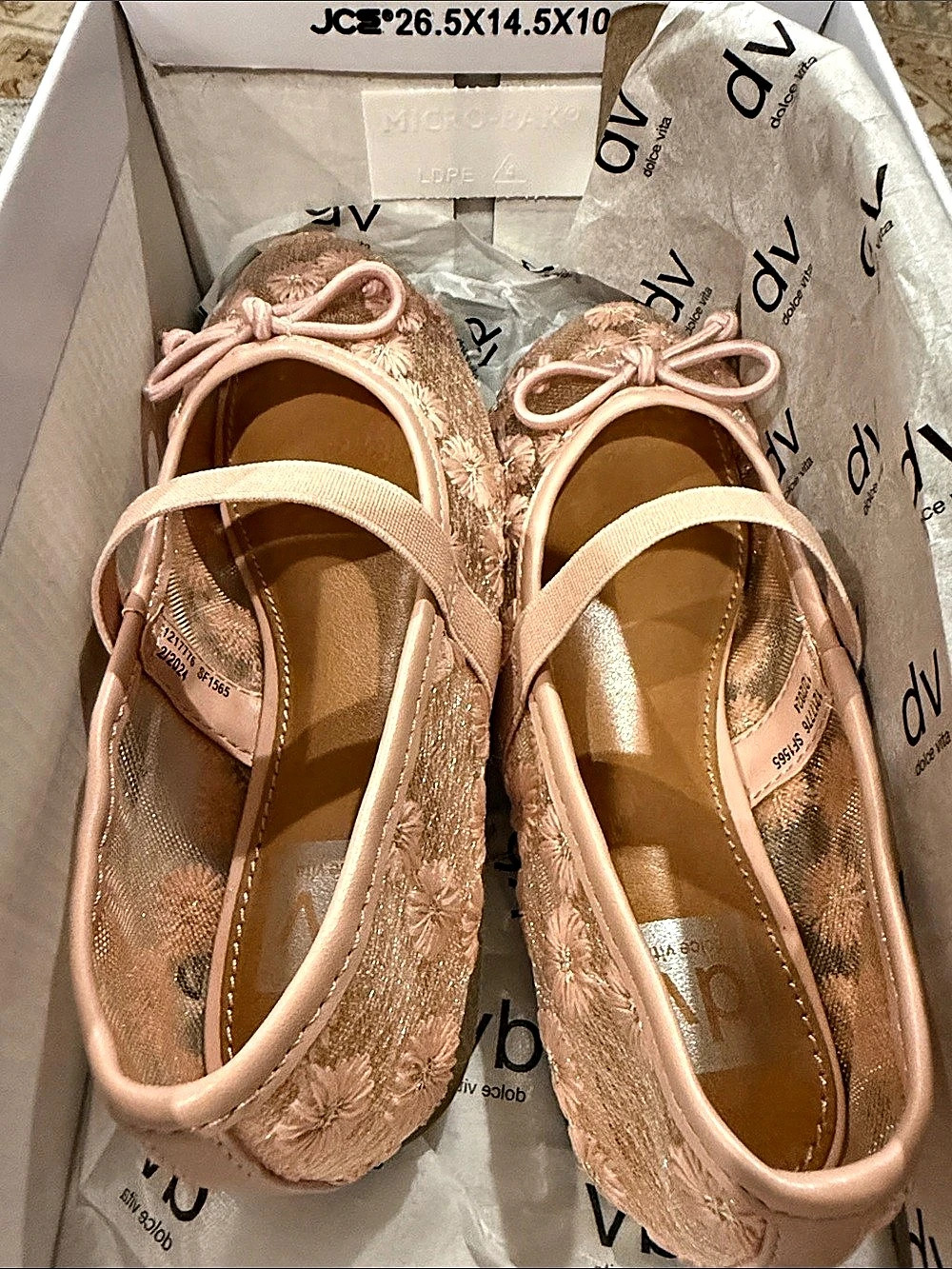 Girls Size 12, dv dolce vita Monay Floral Mary Jane Flats Pink. Brand New.
